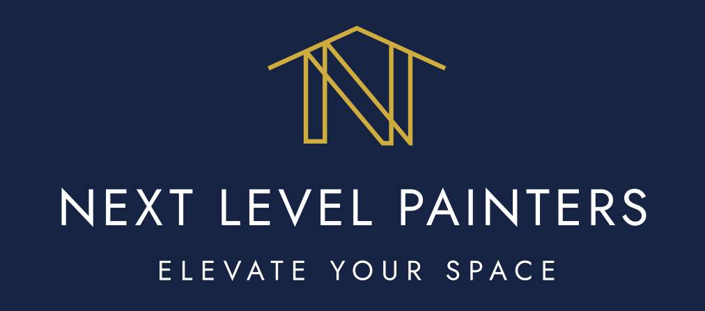 Modern logo with geometric design and slogan for Level Painters.